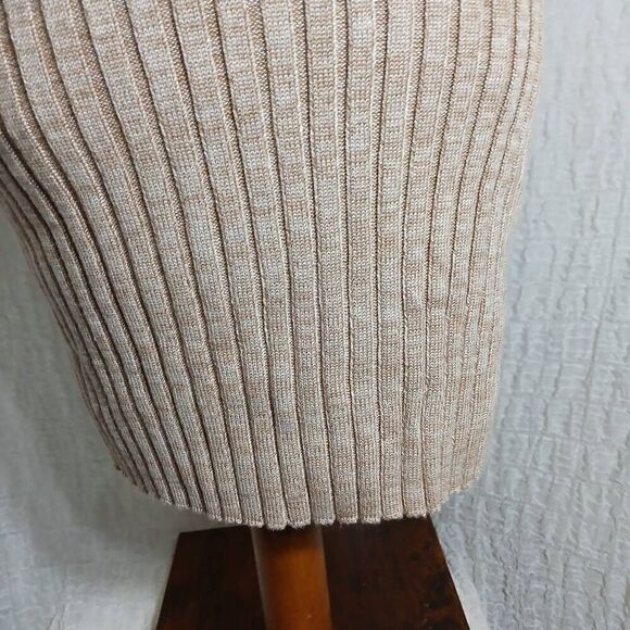 Promesa Ribbed Beige Bodycon Dress Size M - Picture 7 of 9